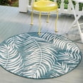 thumbnail image 1 of Unique Loom Outdoor Botanical Collection Area Rug - Palm (5' 3" Round Teal/Ivory), 1 of 6