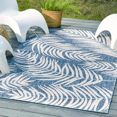 Unique Loom Outdoor Botanical Collection Area Rug - Palm (5' x 8' Rectangle Blue/Navy Blue)