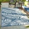 thumbnail image 1 of Unique Loom Outdoor Botanical Collection Area Rug - Palm (9' x 12' 2" Rectangle Teal/Ivory), 1 of 7