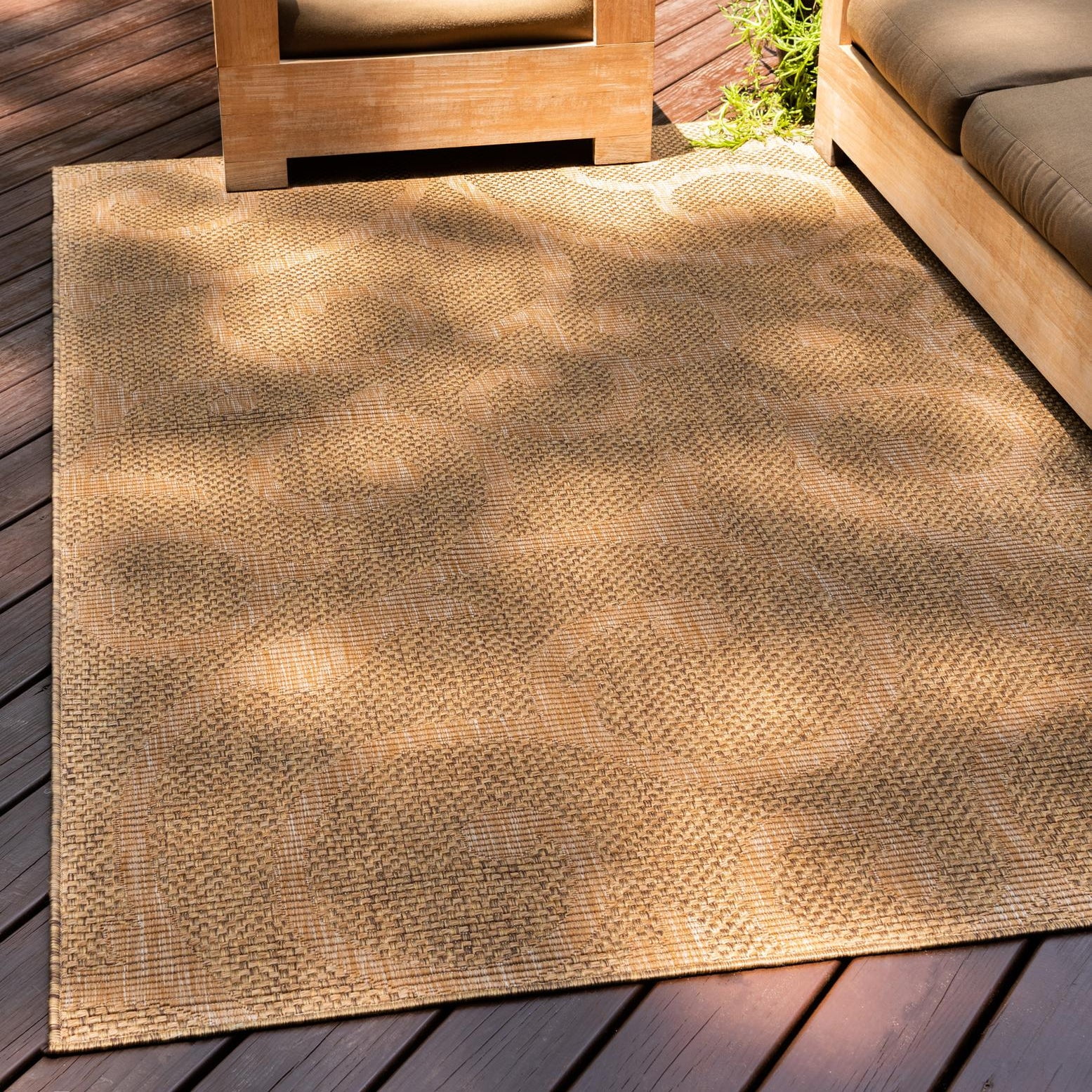 Reversible Brown Abstract 6' x 9' Flat Woven Outdoor Rug