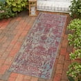 thumbnail image 1 of Unique Loom Outdoor Botanical Collection Area Rug - Vintage (2' x 6' 1" Runner Light Blue/Red), 1 of 7
