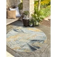 thumbnail image 1 of Unique Loom Outdoor Botanical Collection Area Rug - Winnow (10'  Round Gray Ivory Yellow), 1 of 9
