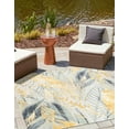 thumbnail image 1 of Unique Loom Outdoor Botanical Collection Area Rug - Winnow (10' Square Gray Ivory Yellow), 1 of 11