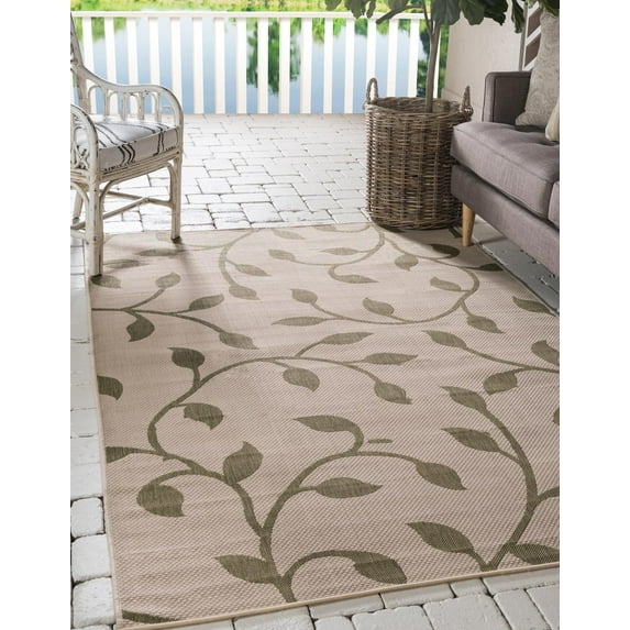 Unique Loom Outdoor Botanical Rug, Green (9' 0 x 12' 0)