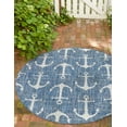 thumbnail image 1 of Unique Loom Outdoor Coastal Collection Area Rug - Ahoy (10' Round Blue/Ivory), 1 of 7