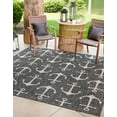 thumbnail image 1 of Unique Loom Outdoor Coastal Collection Area Rug - Ahoy (10' Square Charcoal/Ivory), 1 of 6