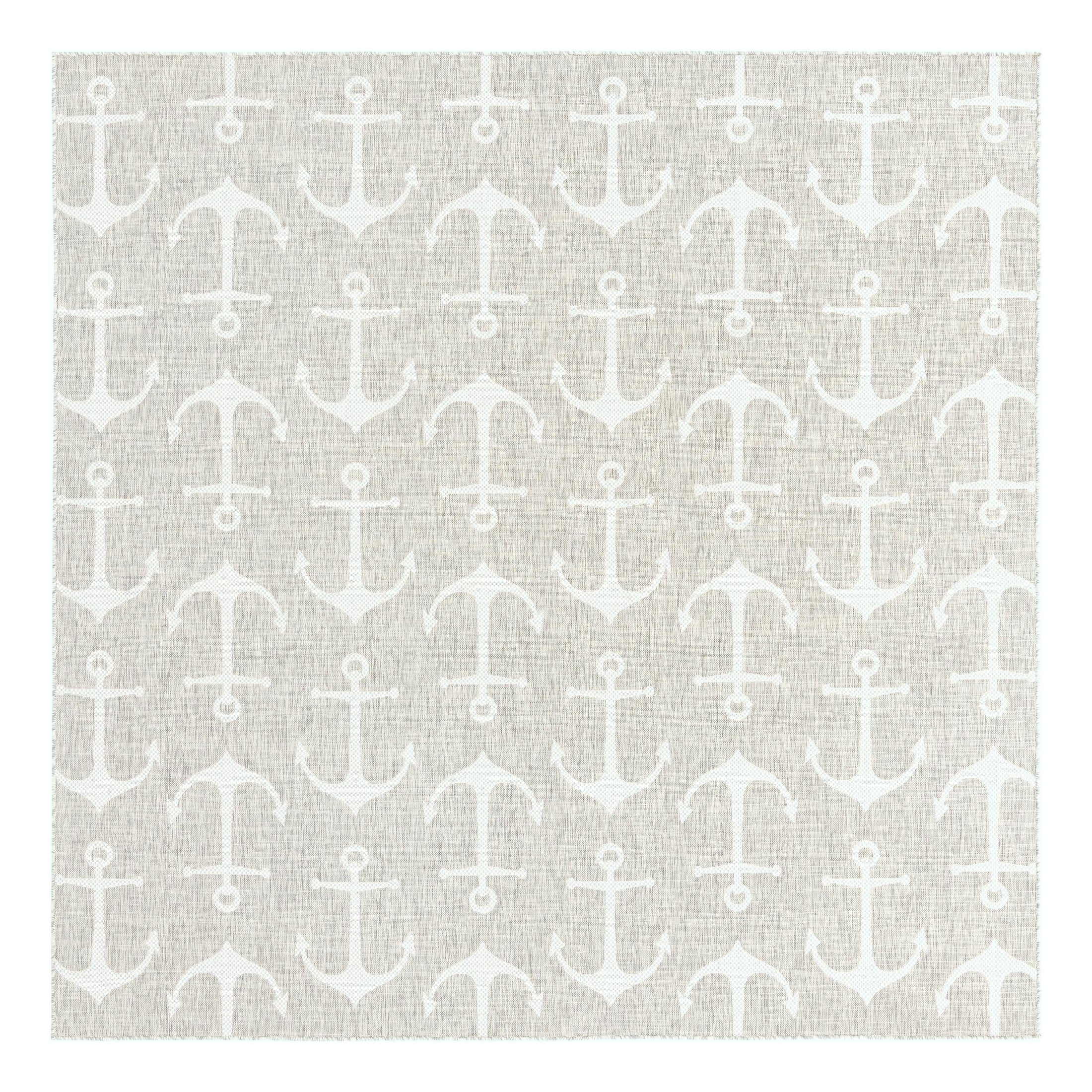 Gray Square Stain-Resistant Synthetic Outdoor Rug