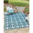 thumbnail image 1 of Unique Loom Outdoor Coastal Collection Area Rug - Ahoy (13' Square Teal/Ivory), 1 of 6