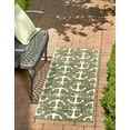 thumbnail image 1 of Unique Loom Outdoor Coastal Collection Area Rug - Ahoy (2' x 6' Runner Green/Ivory), 1 of 7