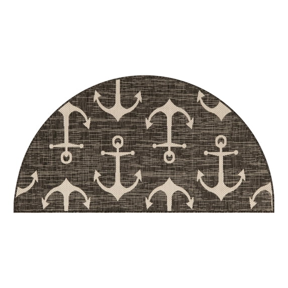 Unique Loom Outdoor Coastal Collection Area Rug - Ahoy (3' 1" x 6' 1" Hearth Charcoal/Ivory)