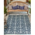 thumbnail image 1 of Unique Loom Outdoor Coastal Collection Area Rug - Ahoy (4' x 6' Rectangle Blue/Ivory), 1 of 7