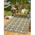 thumbnail image 1 of Unique Loom Outdoor Coastal Collection Area Rug - Ahoy (4' x 6' Rectangle Green/Ivory), 1 of 7