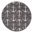 thumbnail image 1 of Unique Loom Outdoor Coastal Collection Area Rug - Ahoy (5' 3" Round Charcoal/Ivory), 1 of 10