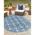 thumbnail image 1 of Unique Loom Outdoor Coastal Collection Area Rug - Ahoy (5' 3" x 7' 10" Oval Blue/Ivory), 1 of 7