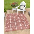 thumbnail image 1 of Unique Loom Outdoor Coastal Collection Area Rug - Ahoy (5' 3" x 7' 10" Rectangle Rust Red/Ivory), 1 of 7