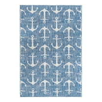 Unique Loom Outdoor Coastal Collection Area Rug - Ahoy (5' 3" x 8' Rectangle Blue/Ivory)