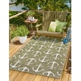 thumbnail image 1 of Unique Loom Outdoor Coastal Collection Area Rug - Ahoy (6' x 9' Rectangle Green/Ivory), 1 of 7