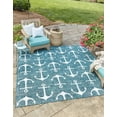 thumbnail image 1 of Unique Loom Outdoor Coastal Collection Area Rug - Ahoy (7' 10" Square Teal/Ivory), 1 of 7