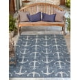 thumbnail image 1 of Unique Loom Outdoor Coastal Collection Area Rug - Ahoy (7' x 10' Rectangle Blue/Ivory), 1 of 7
