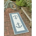 thumbnail image 1 of Unique Loom Outdoor Coastal Collection Area Rug - Anchor (2' 7" x 12' Runner Navy Blue/Light Blue), 1 of 7