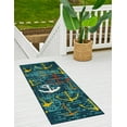 thumbnail image 1 of Unique Loom Outdoor Coastal Collection Area Rug - Anchorwave (2'  x 6' 1" Runner Navy Blue/Teal), 1 of 9