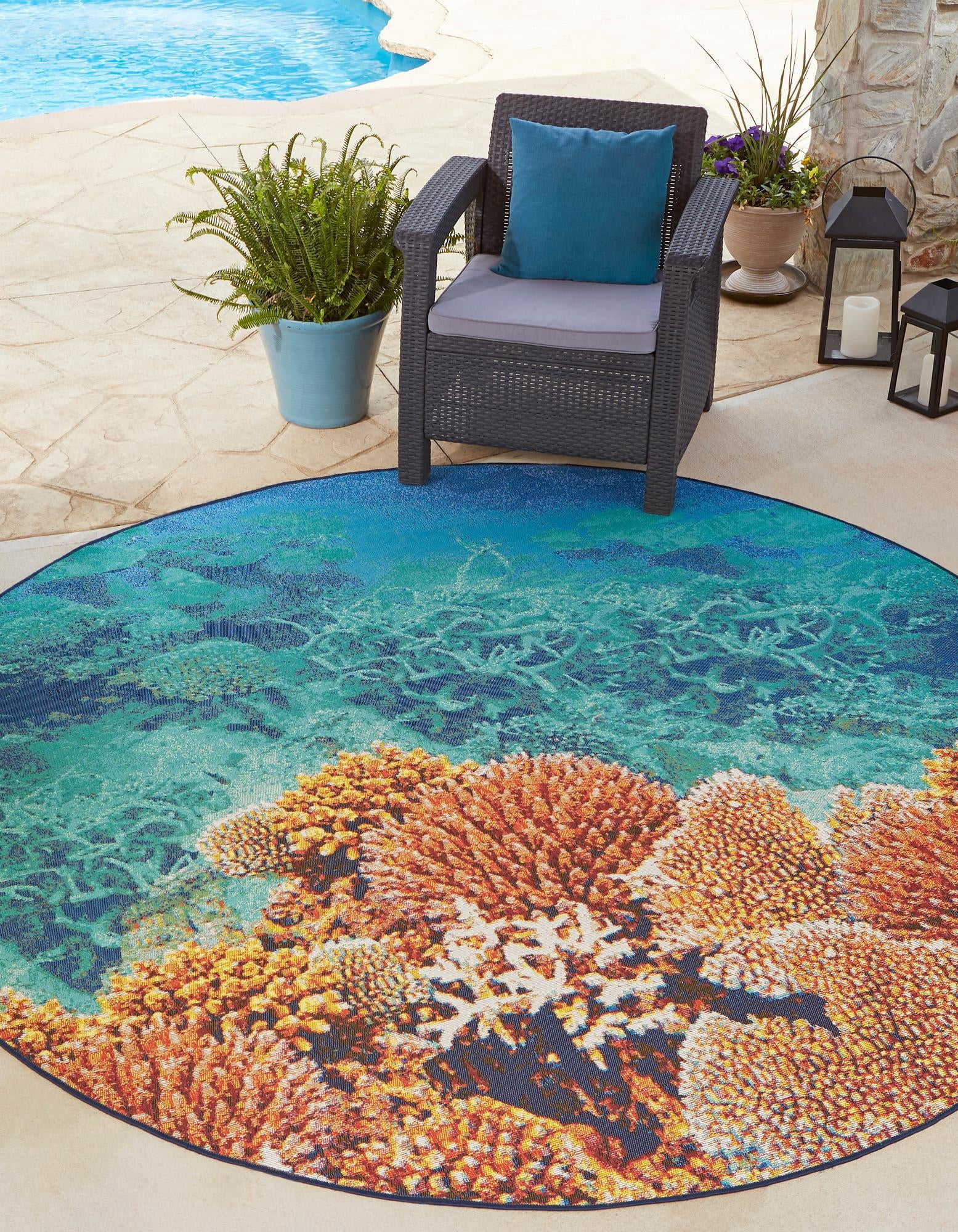 Unique Loom Outdoor Coastal Collection Area Rug - Ariel (7' 10