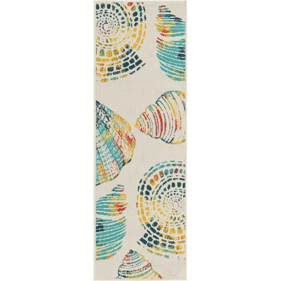 Unique Loom Outdoor Coastal Collection Area Rug - Bodrum (2' x 6' 1" Runner Multi/Navy Blue)