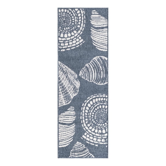 Unique Loom Outdoor Coastal Collection Area Rug - Bodrum (2' x 6' Runner Navy Blue/Ivory)