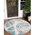 thumbnail image 1 of Unique Loom Outdoor Coastal Collection Area Rug - Bodrum (4' Round Ivory/Navy Blue), 1 of 7