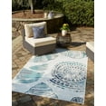 thumbnail image 1 of Unique Loom Outdoor Coastal Collection Area Rug - Bodrum (5' 3" x 8' Rectangle Ivory/Navy Blue), 1 of 7