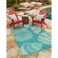 thumbnail image 1 of Unique Loom Outdoor Coastal Collection Area Rug - Bodrum (5' 3" x 8' Rectangle Teal/Ivory), 1 of 9
