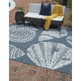 thumbnail image 1 of Unique Loom Outdoor Coastal Collection Area Rug - Bodrum (7' 10" Square Navy Blue/Ivory), 1 of 6