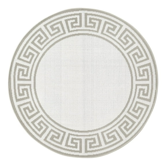 Unique Loom Outdoor Coastal Collection Area Rug - Caye (4' Round Ivory/Gray)