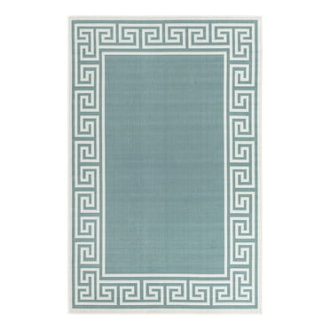 Unique Loom Outdoor Coastal Collection Area Rug - Caye (5' 3" x 8' Rectangle Aqua/Ivory)