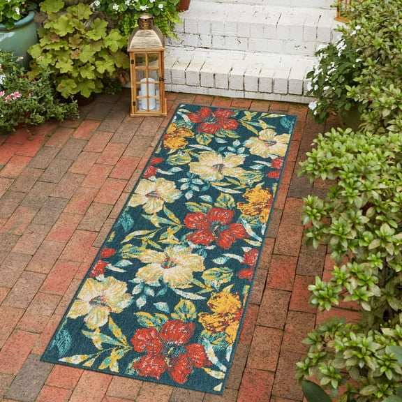 Unique Loom Outdoor Coastal Collection Area Rug - Cicek (2' x 5' 3" Runner Multi/Light Brown)