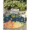 thumbnail image 1 of Unique Loom Outdoor Coastal Collection Area Rug - Citrus (10'  Round Multi/Blue), 1 of 8