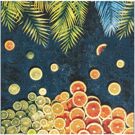 Unique Loom Outdoor Coastal Collection Area Rug - Citrus (7' 10" Square Multi/Blue)