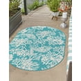 thumbnail image 1 of Unique Loom Outdoor Coastal Collection Area Rug - Coral (2'  x 3' 1" Oval Teal/Ivory), 1 of 8