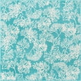 thumbnail image 1 of Unique Loom Outdoor Coastal Collection Area Rug - Coral (7' 10" Square Teal/Ivory), 1 of 6
