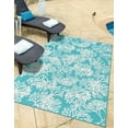 thumbnail image 1 of Unique Loom Outdoor Coastal Collection Area Rug - Coral (9'  x 12' Rectangle Teal/Ivory), 1 of 7