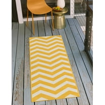 Unique Loom Outdoor Coastal Collection Area Rug - Dalgalar (2' x 8' Runner Yellow/Ivory)