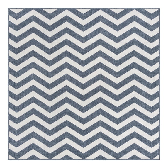 Unique Loom Outdoor Coastal Collection Area Rug - Dalgalar (7' 10" Square Navy Blue/Ivory)