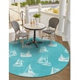 thumbnail image 1 of Unique Loom Outdoor Coastal Collection Area Rug - Flotilla (7' 1" Round Teal/Ivory), 1 of 8
