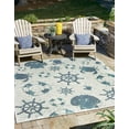 thumbnail image 1 of Unique Loom Outdoor Coastal Collection Area Rug - Marmaris (7' 10" Square Ivory/Navy Blue), 1 of 7