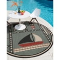 thumbnail image 1 of Unique Loom Outdoor Coastal Collection Area Rug - Nautiscape (3' 1" Round Blue/Red), 1 of 9