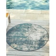 thumbnail image 1 of Unique Loom Outdoor Coastal Collection Area Rug - Okyanus (4' Round Blue/Ivory), 1 of 7
