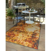 Unique Loom Outdoor Coastal Collection Area Rug - Okyanus (5' 3" x 8' Rectangle Multi/Orange)