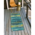 thumbnail image 1 of Unique Loom Outdoor Coastal Collection Area Rug - Ombre (2' 7" x 10' Runner Multi.Blue/Yellow), 1 of 11