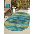 thumbnail image 1 of Unique Loom Outdoor Coastal Collection Area Rug - Ombre (2'  x 3' 1" Oval Multi.Blue/Yellow), 1 of 9