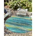 thumbnail image 1 of Unique Loom Outdoor Coastal Collection Area Rug - Ombre (4' 1" Round Multi.Blue/Yellow), 1 of 9